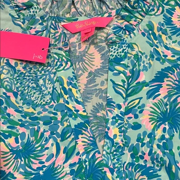 Lilly Pulitzer Blue, Green and Pink Floral Blouse - Picture 7 of 10